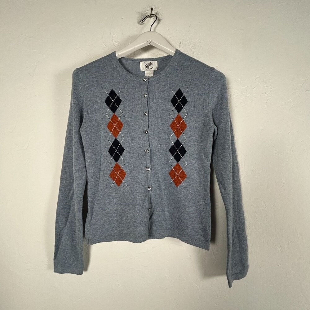 Bonnie And Billy by Holly Argyle Cardigan Sweater Merino Wool Large Blue New